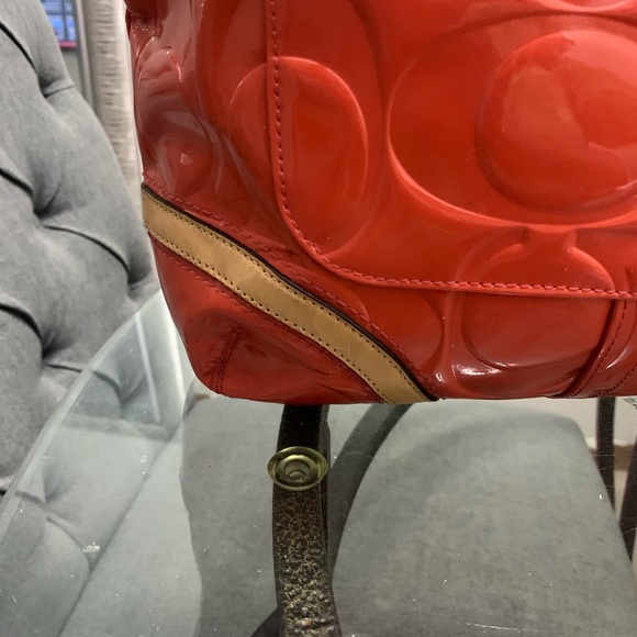 Coach Orange Signature Tote with Glossy Finish - Picture 7 of 8
